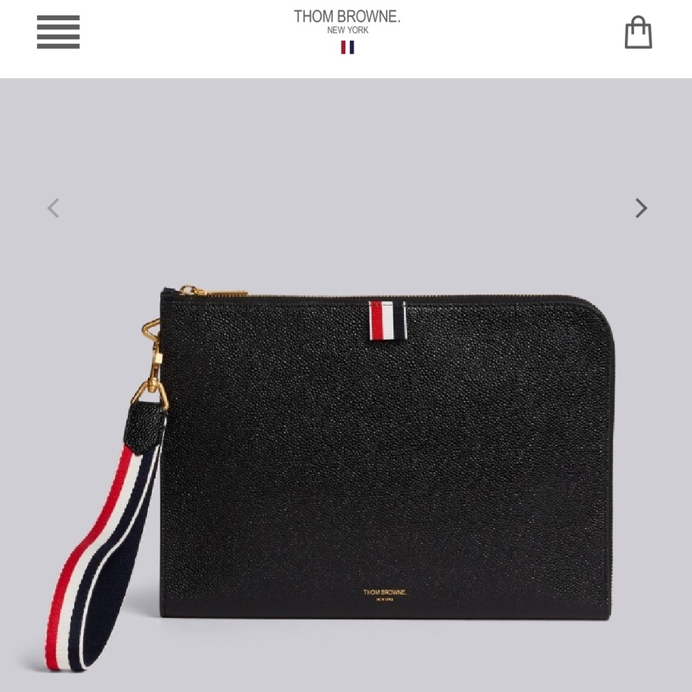 Thom Browne RWB Strap Medium Gusset Folio Black
